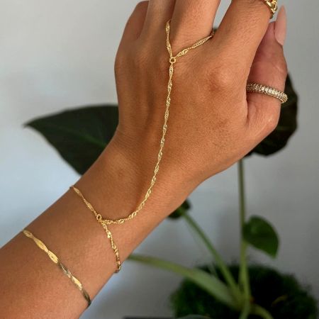 18K GP Singapore ring bracelet | dainty ring bracelet | handlet bracelet | finger chain bracelet | hand chain bracelet | gift for her